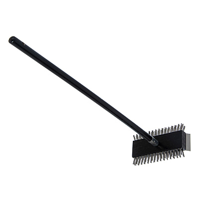 Carlisle Sparta Broiler Master Grill Brush and Scraper with Handle, Metal Bristles, 30.5" Black Wood Handle (CFS4029000)