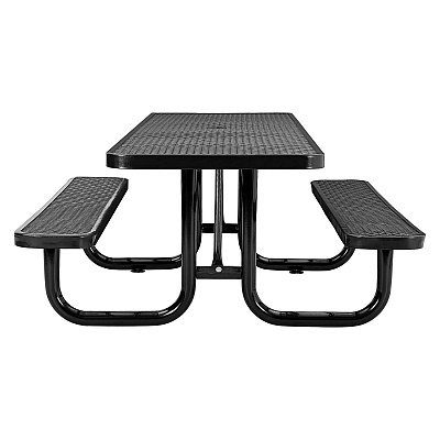 Global Industrial ADA Compliant Expanded Steel Picnic Table, Rectangular, 96 x 60 x 29.5, Black Top and Base (GBE695289BK)