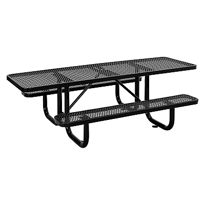 Global Industrial ADA Compliant Expanded Steel Picnic Table, Rectangular, 96 x 60 x 29.5, Black Top and Base (GBE695289BK)
