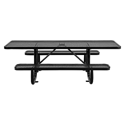 Global Industrial ADA Compliant Expanded Steel Picnic Table, Rectangular, 96 x 60 x 29.5, Black Top and Base (GBE695289BK)