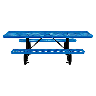 Global Industrial ADA Compliant Expanded Steel Picnic Table, Rectangular, 96 x 60 x 29.5, Blue Top and Base (GBE695289BL)