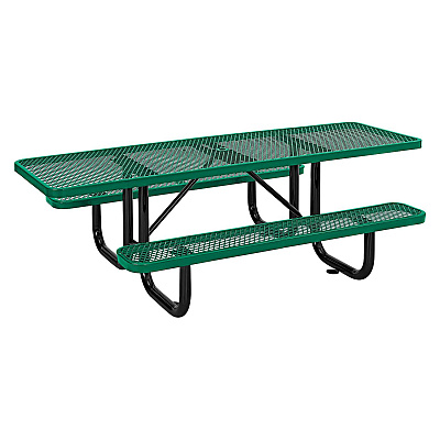 Global Industrial ADA Compliant Expanded Steel Picnic Table, Rectangular, 96 x 60 x 21.5, Green Top and Base (GBE695289GN)