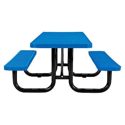 Global Industrial ADA Compliant Expanded Steel Picnic Table, Rectangular, 96 x 60 x 29.5, Blue Top and Base (GBE695289BL)