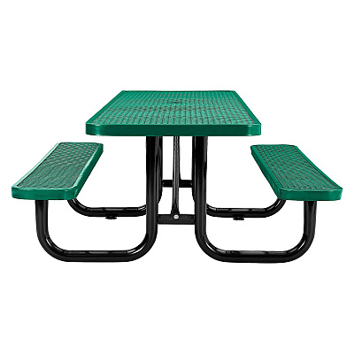 Global Industrial ADA Compliant Expanded Steel Picnic Table, Rectangular, 96 x 60 x 21.5, Green Top and Base (GBE695289GN)