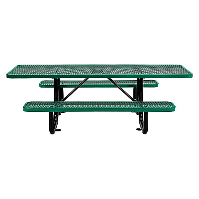Global Industrial ADA Compliant Expanded Steel Picnic Table, Rectangular, 96 x 60 x 21.5, Green Top and Base (GBE695289GN)