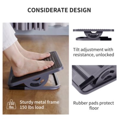 Eureka Adjustable Ergonomic Footrest, 15.38 x 11.81 x 3.32 to 5.19, Black/Gray (EKADSN03048)