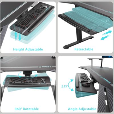 Eureka Aero Standing Desk, 71.93" x 29.93" x 34.62" to 53.18", Black (EKAES71B)