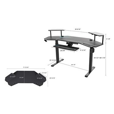 Eureka Aero Standing Desk, 71.93" x 29.93" x 34.62" to 53.18", Black (EKAES71B)