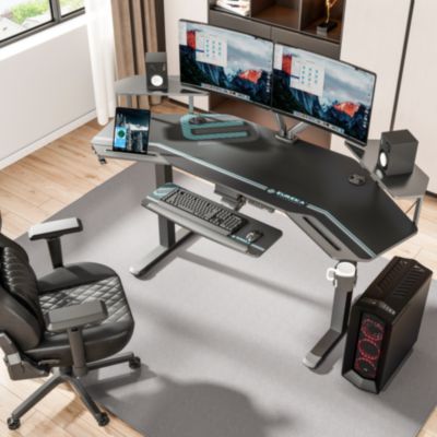 Eureka Aero Standing Desk, 71.93" x 29.93" x 34.62" to 53.18", Black (EKAES71B)