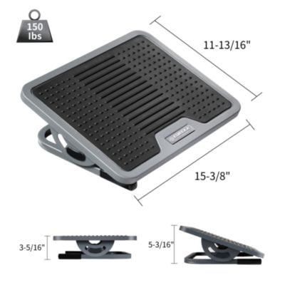 Eureka Adjustable Ergonomic Footrest, 15.38 x 11.81 x 3.32 to 5.19, Black/Gray (EKADSN03048)