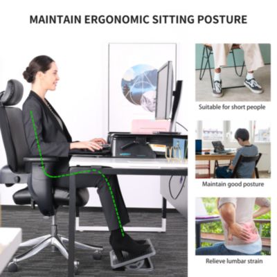Eureka Adjustable Ergonomic Footrest, 15.38 x 11.81 x 3.32 to 5.19, Black/Gray (EKADSN03048)