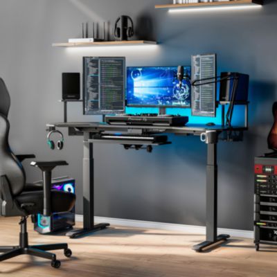 Eureka Aero Standing Desk, 71.93" x 29.93" x 34.62" to 53.18", Black (EKAES71B)