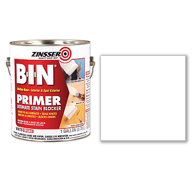 Zinsser BIN Shellac-Base Interior and Spot Exterior Primer, Flat White, 1 gal Bucket/Pail, 2/Carton (RST320991CT)