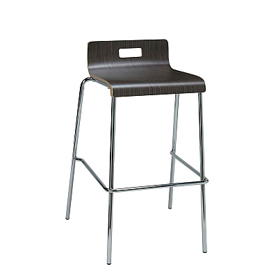 KFI Studios Pedestal Bistro Table with Four Espresso Jive Series Barstools, Square, 36 x 36 x 41, Designer White (KFI811774039901)