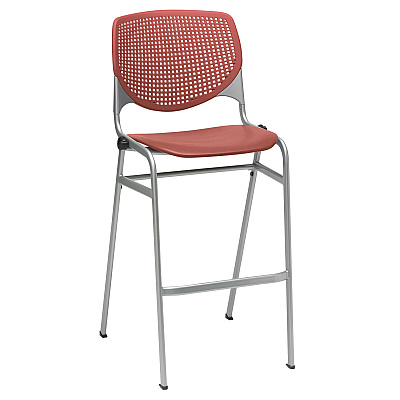 KFI Studios Pedestal Bistro Table with Four Coral Kool Series Barstools, Round, 36" Dia x 41h, Studio Teak (KFI811774037303)