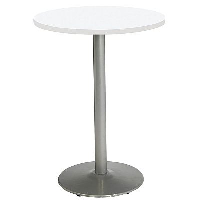 KFI Studios Pedestal Bistro Table with Four White Kool Series Barstools, Round, 36" Dia x 41h, Designer White (KFI811774037075)