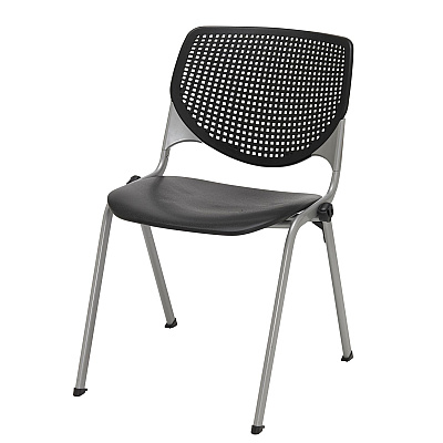 KFI Studios Pedestal Table with Four Black Kool Series Chairs, Round, 36" Dia x 29h, Designer White (KFI811774036696)