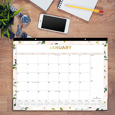 Blue Sky Day Designer Coming Up Roses Monthly Desk Pad Calendar, Floral Artwork, 22 x 17, Cream/Blush Sheets, 12-Month (Jan-Dec): 2026 (138198)