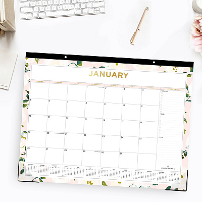 Blue Sky Day Designer Coming Up Roses Monthly Desk Pad Calendar, Floral Artwork, 22 x 17, Cream/Blush Sheets, 12-Month (Jan-Dec): 2026 (138198)
