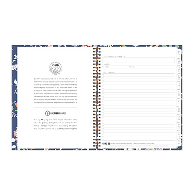 Blue Sky One Tree Planted Effie Weekly/Monthly Planner, Floral Artwork, 11" x 8.5", Blue/Peach/Green Cover, 12-Month (Jan-Dec): 2026 (138325)