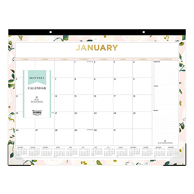 Blue Sky Day Designer Coming Up Roses Monthly Desk Pad Calendar, Floral Artwork, 22 x 17, Cream/Blush Sheets, 12-Month (Jan-Dec): 2026 (138198)