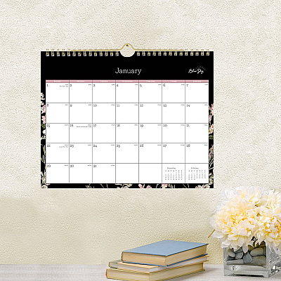 Blue Sky Neveah Monthly Wall Calendar, Floral Artwork, 11" x 8.75", White/Black/Pink Sheets, 12-Month (Jan to Dec): 2026 (139941)