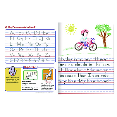 Mead Primary Journal Half Page Ruled, Blue Marble Cover, Primary Rule, (100) 9.75 x 7.5 Sheets (MEA9554)