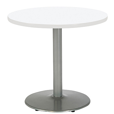KFI Studios Pedestal Table with Four Light Gray Kool Series Chairs, Round, 36" Dia x 29h, Designer White (KFI811774036719)