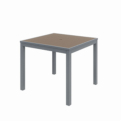 KFI Studios Eveleen Outdoor Patio Table with Four Mocha Powder-Coated Polymer Chairs, Square, 32", Mocha (KFI840031918543)