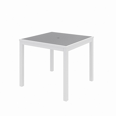 KFI Studios Eveleen Outdoor Patio Table with Four Gray Powder-Coated Polymer Chairs, 32" Square, Gray (KFI840031918550)