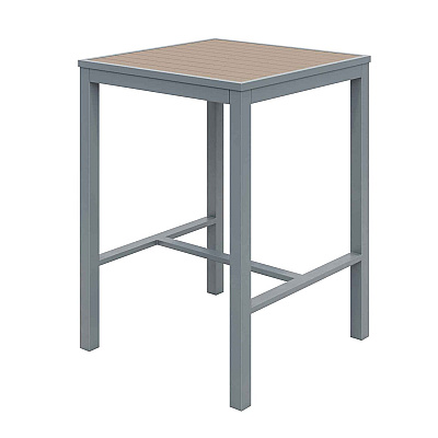 KFI Studios Eveleen Outdoor Bistro Patio Table with Two Mocha Powder-Coated Polymer Barstools, 30" Square, Mocha (KFI840031925251)