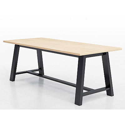 KFI Studios Midtown Dining Table with Four Black Kool Series Chairs, 36 x 72 x 30, Kensington Maple (KFI840031900463)