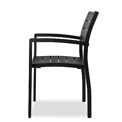 KFI Studios Eveleen Outdoor Patio Table with Four Black Powder-Coated Polymer Chairs, Square, 35", Black (KFI840031925183)