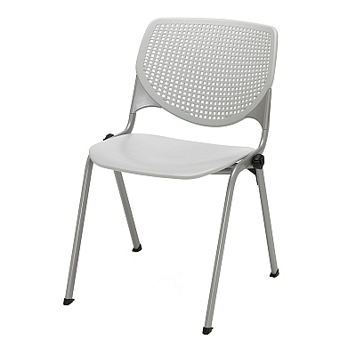 KFI Studios Pedestal Table with Four Light Gray Kool Series Chairs, Round, 36" Dia x 29h, Designer White (KFI811774036719)