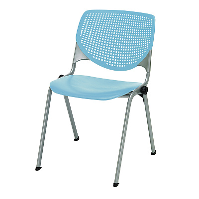 KFI Studios Pedestal Table with Four Sky Blue Kool Series Chairs, Round, 36" Dia x 29h, Studio Teak (KFI811774036900)
