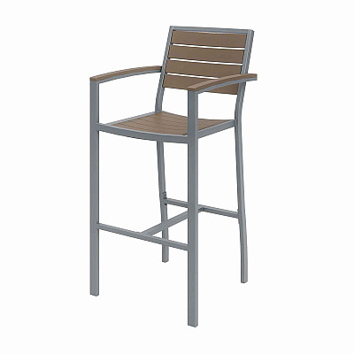 KFI Studios Eveleen Outdoor Bistro Patio Table with Four Mocha Powder-Coated Polymer Barstools, 32 x 55, Mocha (KFI840031925190)