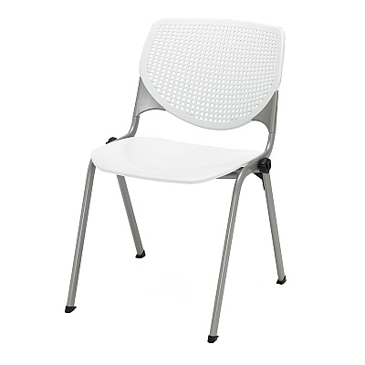 KFI Studios Pedestal Table with Four White Kool Series Chairs, Round, 36" Dia x 29h, Studio Teak (KFI811774036887)