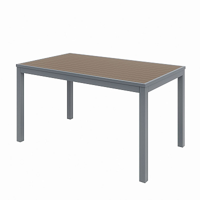 KFI Studios Eveleen Outdoor Patio Table with Six Mocha Powder-Coated Polymer Chairs, 32 x 55 x 29, Mocha (KFI840031918529)