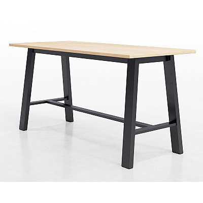KFI Studios Midtown Bistro Dining Table with Four Light Gray Kool Barstools, 36 x 72 x 41, Kensington Maple (KFI840031900784)