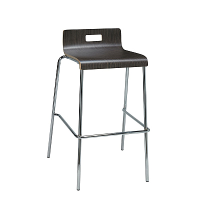 KFI Studios Pedestal Bistro Table with Four Espresso Jive Series Barstools, Round, 36" Dia x 41h, Designer White (KFI840031900111)