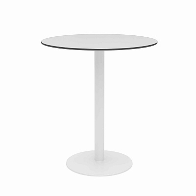 KFI Studios Eveleen Outdoor Patio Table with Two Mocha Powder-Coated Polymer Chairs, 30" Dia x 29h, Gray (KFI840031918444)