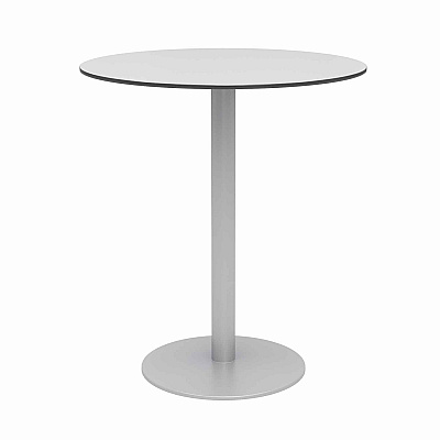 KFI Studios Eveleen Outdoor Bistro Patio Table with Four Mocha Powder-Coated Polymer Barstools, Round, 41"h, Gray (KFI840031918505)