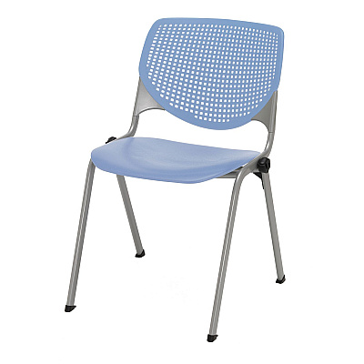 KFI Studios Pedestal Table with Four Periwinkle Kool Series Chairs, Round, 36" Dia x 29h, Designer White (KFI811774036740)