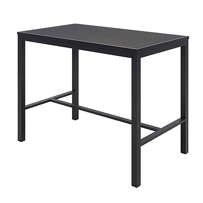 KFI Studios Eveleen Outdoor Bistro Patio Table with Four Black Powder-Coated Polymer Barstools, 32 x 55, Black (KFI840031925213)