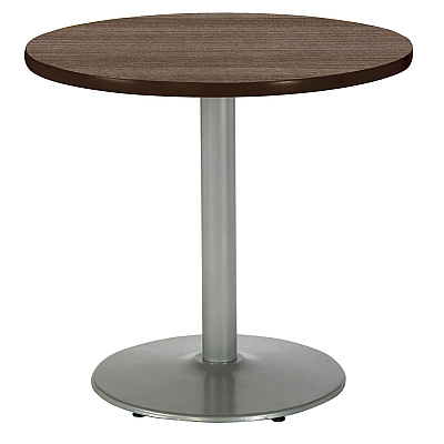 KFI Studios Pedestal Table with Four Black Kool Series Chairs, Round, 36" Dia x 29h, Studio Teak (KFI811774036894)