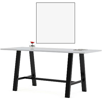 KFI Studios Midtown Bistro Dining Table with Four Light Gray Kool Barstools, 36 x 72 x 41, Designer White (KFI840031900593)
