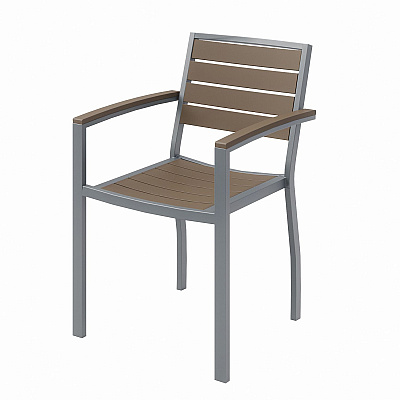 KFI Studios Eveleen Outdoor Patio Table with Six Mocha Powder-Coated Polymer Chairs, 32 x 55 x 29, Mocha (KFI840031918529)