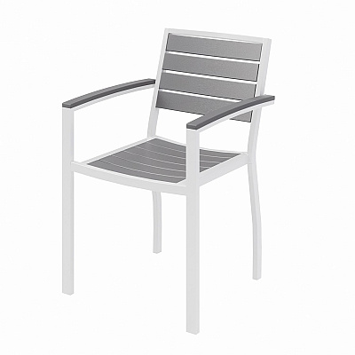 KFI Studios Eveleen Outdoor Patio Table with Four Gray Powder-Coated Polymer Chairs, 32" Square, Gray (KFI840031918550)