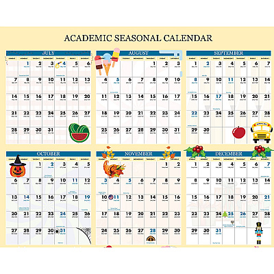 House of Doolittle Recycled Academic Seasonal Laminated Wall Calendar, Illustrated Seasons, 24 x 37, 12-Month (July to June), 2025 to 2026 (39835)