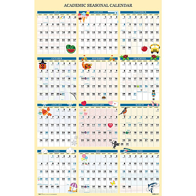 House of Doolittle Recycled Academic Seasonal Laminated Wall Calendar, Illustrated Seasons, 24 x 37, 12-Month (July to June), 2025 to 2026 (39835)